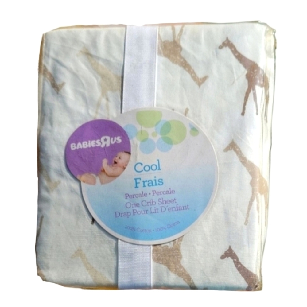 NEW BabiesRUs Giraffe Print 100% Cotton Crib Sheet, 200 Thread Count